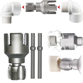 2025 New Pipe Thread Cutting Tool，Integrated Internal & External Pipe Threading Tool，Pvc Pipe Threader Electric Drill Compatible Pipe Threader Kit,1/2" Or 3/4" Pipe Sizes Rethreading Tool (3/4")