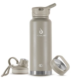IDEUS Vacuum Insulated Water Bottle, 40 oz (1140 ml) Stainless Steel Double Wall Bottle Metal Sports Canteen with Leak-Proof Screw Cap (Celadon)