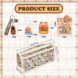 AMBEERT 1 Set Pencil Case, Capybara Stationery Set, Pencils Case Cute, Aesthetic Stationery, Pencil Case with Stationery Included Pencil Bag, Large Capacity Pencil Pouch for Kids