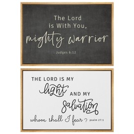 MUDECOR Framed Canvas Print Wall Art Scripture Sign Biblical Inspirational Quotes Modern Art Decorative Geometric Minimalism for Bedroom - 16"x24"x2 NATURAL