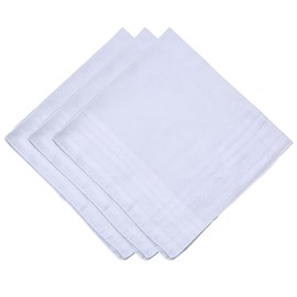 DEVENTORZ Men's Women's Bridal Handkerchief, For Weddings, White, Large, Ceremonial Occasions, Thin, Plain, Cotton, Set of 3, white