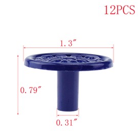 MY MIRONEY 12-Pack Blue Vintage Cabinet Knobs Zinc Alloy Flower Drawer Knob Hardware Round Decorative Pulls Handles Dresser Knobs with Screws, 1.3" Diameter