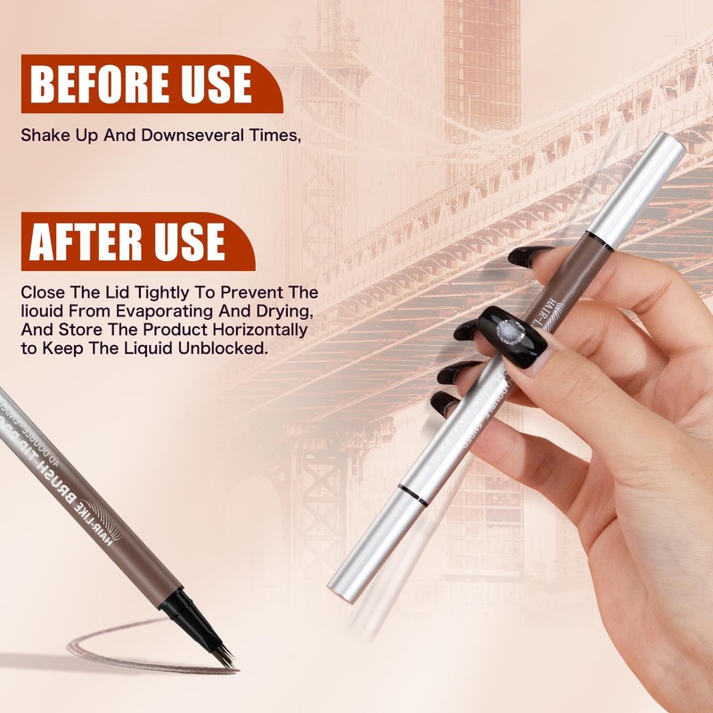 Eyebrow Pencil, Microblading Eyebrow Pen with Angled Brush, 2-in-1 Eye
