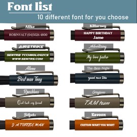 Ancolo Custom Fountain Pens with Name - Souvenir Gift Set with Pen Box 2 Black Refills Engrave any Message on the Pens Gift for Christmas Father's day Graduation Wedding Gifts