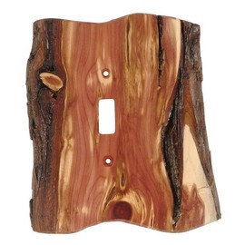 BLACK FOREST DECOR Rustic Juniper Wood Single Switch Cover – Natural Cabin Wall Plate – 4" x 5.58"