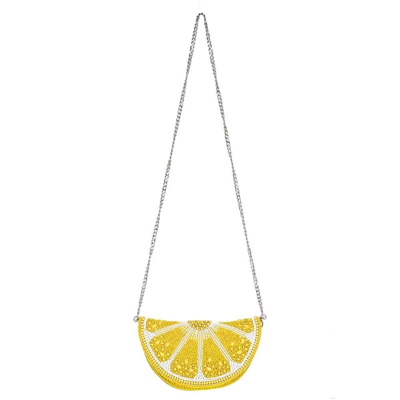 Mary Frances Tart Beaded Handbag Lemon Slice Crossbody Bag, Yellow