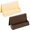 SZYCKJYXGS Business Card Holder, 2 Pieces Plastic Business Cards Display, Modern Card Holder for Desk, Desktop Card Holders Organizer, Office Desk Accessories for Men and Women (Beige and Dark Brown)