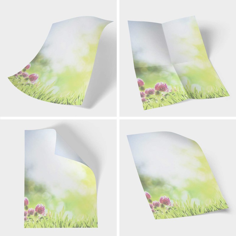 25 Sheets Letter Paper (A4) Green Summer Meadow Design Paper