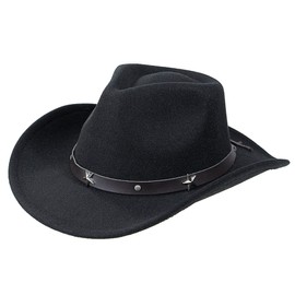 Girls-Toddler Fedoras Western Cowgirl Cowboy Hat with Buckle Belt for Kids Girls Boys 4-8 Years (as8, Age, 4_Years, 8_Years, Black, 52cm/Fit for 4-8 Years Old)