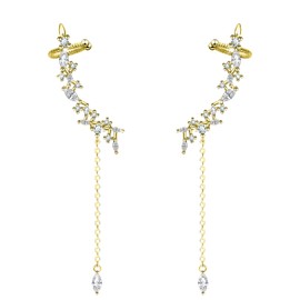 KristLand Gold Plated Women's Angel Wings Stud Earrings with Zirconia Stone, Botanical Climber Design, Sterling Silver, Perfect for Birthdays, Weddings, and More