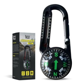 SnowlyPEAK Mini Ball Compass Thermometer Keychain – Rugged Outdoor Tool for Hiking, Camping, Backpacking & Scouts – Lightweight Carabiner Design for Direction & Temperature Checks