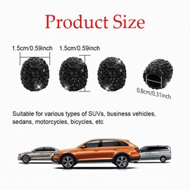 4 Pack Bling Valve Stem Caps, Air Caps Cover, Crystal Diamond Tire Air Cap for Car, Car Exterior Accessories Rhinestone Tire Air Valves Covers Universal for Cars, SUVs, Trucks, Motorcycles (Black)