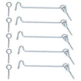 M METERXITY 5er-Pack Haken- und Ösenriegel für Tür 4 Zoll aus Kohlenstoffstahl Torriegel Scheunentorriegel Haken- und Ösenriegel für Tor/Fensterläden/Fenster/Schrank/Badezimmer [Silber]