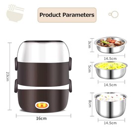 ERYUE Electric Lunch Box Three layers Stainless Steel Heating Rice Office Worker Plug In Electric Heating Thermal Insulation Lunch Box