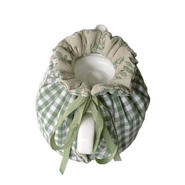 Tea Cozy Cotton Teapot Cozies, Vintage Dust Proof Tea Pot Cover with Insulation Pad Teapots Warmer to Keep Tea Warm, Kitchen Home Decro for Mom Wife Friends, Green Gird with Lace Bow