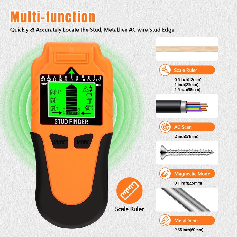 Stud Finder Wall Scanner 6 in 1 – Upgraded Stud