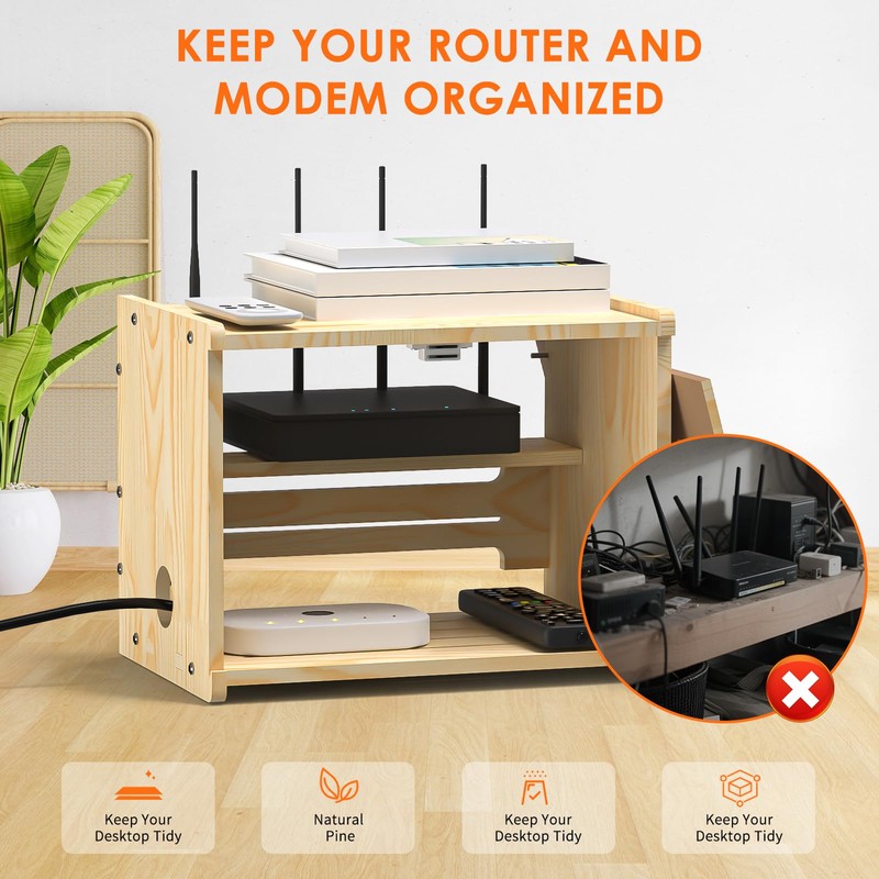 Upgrade WiFi Router Storage Box Hider, Projector Shelf, Large Space