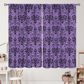 ZhiRain - Cortinas de Halloween de terror, cortinas espeluznantes con bolsillo para barra para recámara, sala de estar, cortinas de decoración con aislamiento térmico, juego de 2 paneles de 52