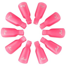 Qufiiry Nail Clips, 10 Pieces Nail Polish Remover Clips, Nail Clips, Nail Art Gel Cap Soak Off Clip, Acrylic Nail Art Soak Off Clip Cap for Toenails & Fingers, UV Gel Polish Removal (Pink)