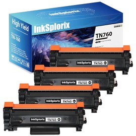 InkSplorix TN760 Toner Cartridge for Brother Printer Replacement Black Toner TN-760/TN-730 TN 730 Compatible with MFC-L2710DW MFC-L2750DW HL-L2370DW HL-L2395DW HL-L2390DW DCP-L2550DW (4 Pcs)