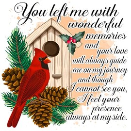 Fabric Panel 8"x8" Cardinal Memory 100% Cotton Quilting Sewing Block AM1585