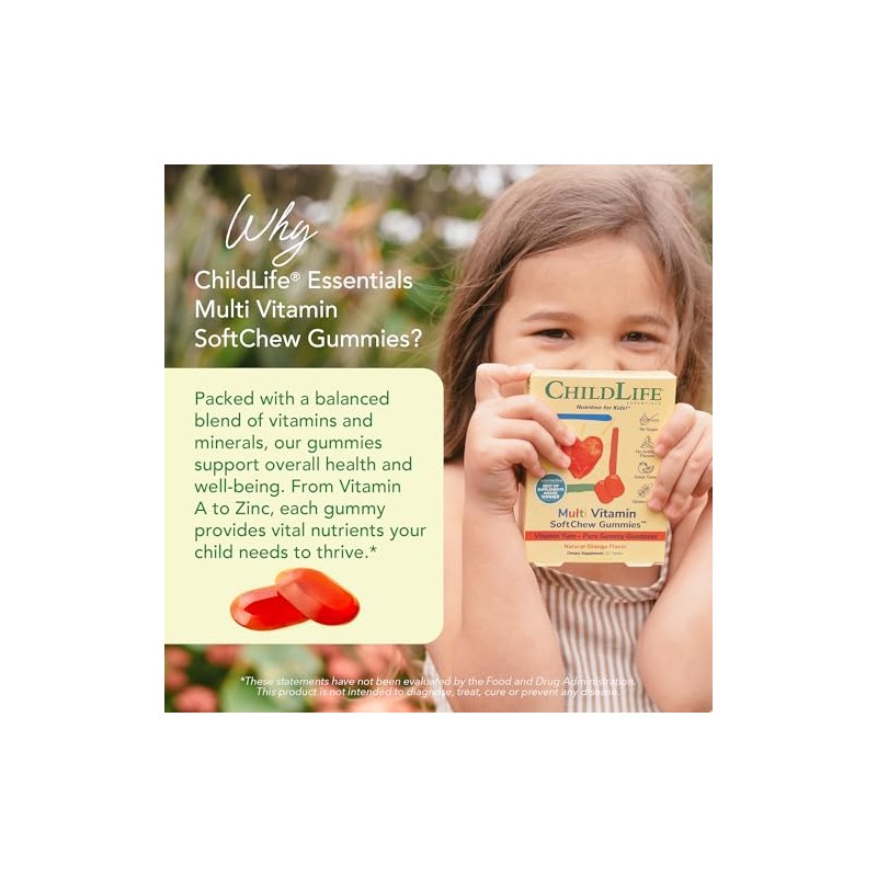 Childlife Multi Vitamin Softchew Gummies Tablets Natural Orange Flavor Gomitas