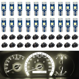Hbxdeco 20PCS T5 LED Lights for Car Dashboard with Twist Lock Socket, High Light Bulb 3030-3SMD Replacement, Super Bright LED Light for Instrument Cluster Dashboard Panel Gauge Indicator (Warm White)