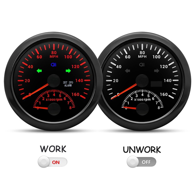 ARTILAURA GPS Speedometer 0-160MPH with Tach 8000 RPM Marine Boat