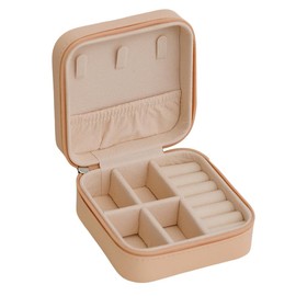 Travel Jewelry Boxes Small Jewelry Organizer Portable Jewelry Storage Cases Display Holder Boxes for Women (Light khaki, One size)