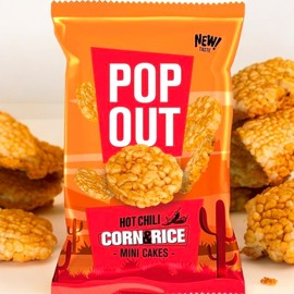 PopOut Rice & Corn Mini Cakes, Crunchy & Light Snack, 0.9 oz (Pack of 24) Perfect for Lunchboxes, Gifting & On-the-Go Snacking (0.9 oz (Pack of 24), Hot Chili)