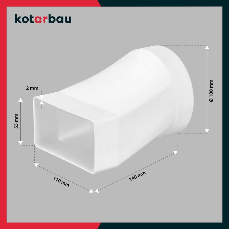 KOTARBAU Rectangular Pipe Connector 55 x 110 mm for Round