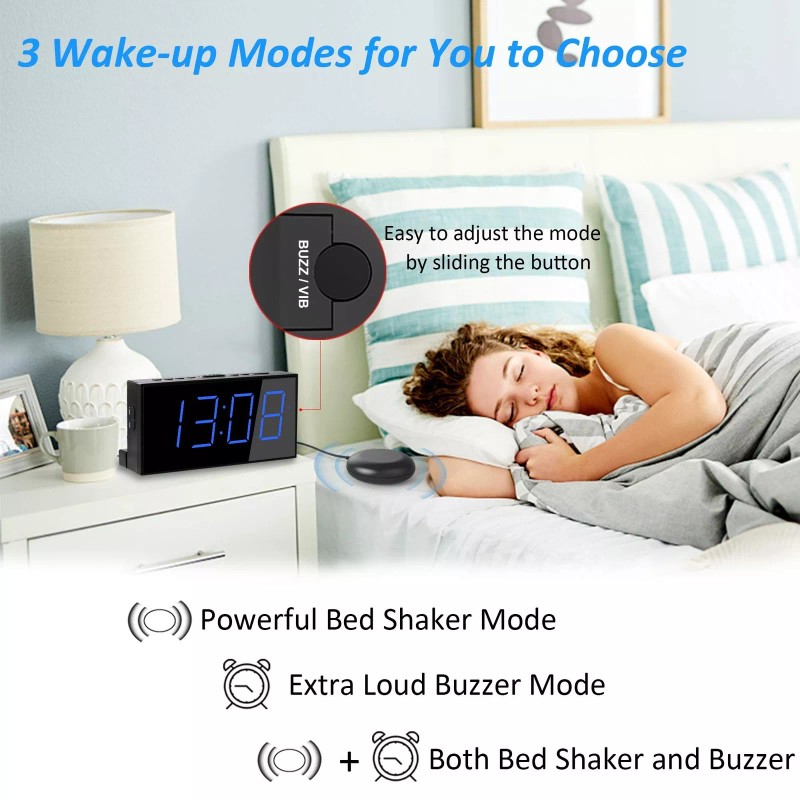 Roxicosly Super Loud Alarm Clock with Bed Shaker, Vibrating Alarm