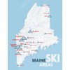 Maine Ski Resorts Map 11x14 Print (White & Light Blue)