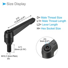 CoCud Clamping Lever Handles M10 x 20 mm Male Thread Adjustable Quick Release Locking Rotating Bolt Knobs Black - (Use: for Lathes) Pack of 2