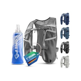SASMO Running Vest Women & Men 5L / 2L | Running Vest - Ultralight & Breathable | Running Backpack Women - 8 Pockets | Running Vest Men | Hydration Vest Running