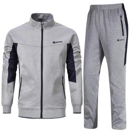 Rdruko Men's Tracksuit Sweatsuits 2 Piece Set Athletic Jogging Gym Activewear Sweat Track Suits Sets(Grey,US M)