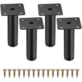 Fulushouxi 4 Pcs Furniture Legs, Metal Cabinet Legs, 4 inches/10 cm Adjustable Furniture Support Feet for Kitchen Shelves Sofa Table Chair Desk Cupboard Furniture Adjustable Legs Feet Foot