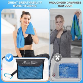 MENOLY 3 Pack Gym Towels with Carrying Bags, 40"x12" Sweat Towels for Men Gym Workout Towel for Neck and Face, Instant, Cooling Towel for Sports, Sweat, Yoga, Camping, Running Cooling rag