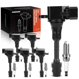 A-Premium Set of 6 Ignition Coil Pack and Iridium Spark Plugs Compatible with Infiniti G35 2003-2007, M35 2006-2008, FX35 2003-2008 & Nissan 350Z 2003-2006, 3.5L