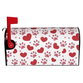 Dujiea Valentine's Day Hearts and Dog Paw Print Mailbox Cover Mailbox Wraps, Waterproof Mailbox Covers Magnetic Post Box Cover Large Size 25.5"(L) x 21"(W) Garden Yard Outside Farmhouse Home Decor