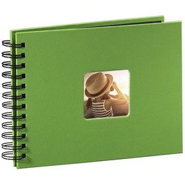 Hama Fine Art Photo Album, 50 Black Pages (25 Sheets), Spiral Bound Album 24 x 17 cm, with Cut-Out Window in which a Picture can be Inserted, Apple Green