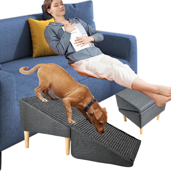 Dog Ramp Steps for Couch, 18" Wide All-in-one Split Ottoman