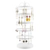 QWORK® 5 Tier Metal Rotating Earring Holder Stand White Jewelry