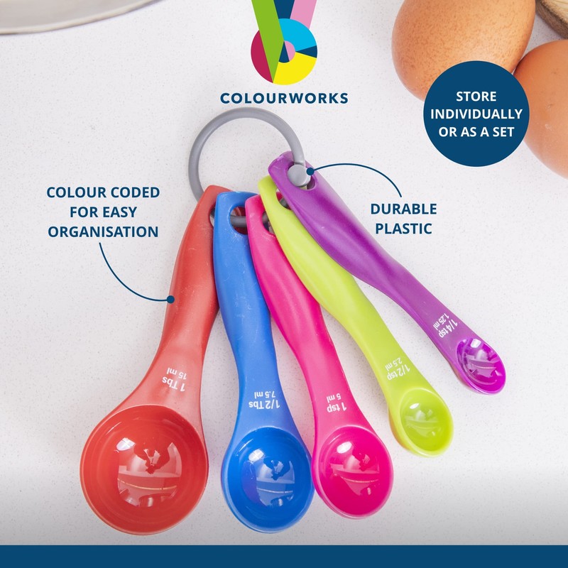Colourworks Measuring Spoon Set, 5 Spoons for Measuring Food, Durable,