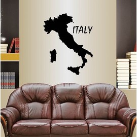 Wall Vinyl Decal Home Decor Art Sticker Italian Map Italy Country Bedroom Living Room Removable Stylish Mural Unique Design 1391