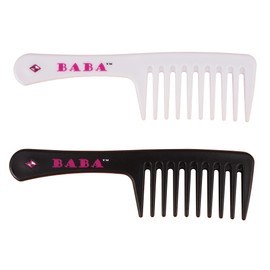 BABA - 2 Piece Diamond Crystal Wide Tooth Detangler Comb – Combs for Women, Hair Comb, Detangles Wet or Dry Hair, Detangling Comb, Wide Tooth Comb for Curls, Hair Brush Detangler (White Black)
