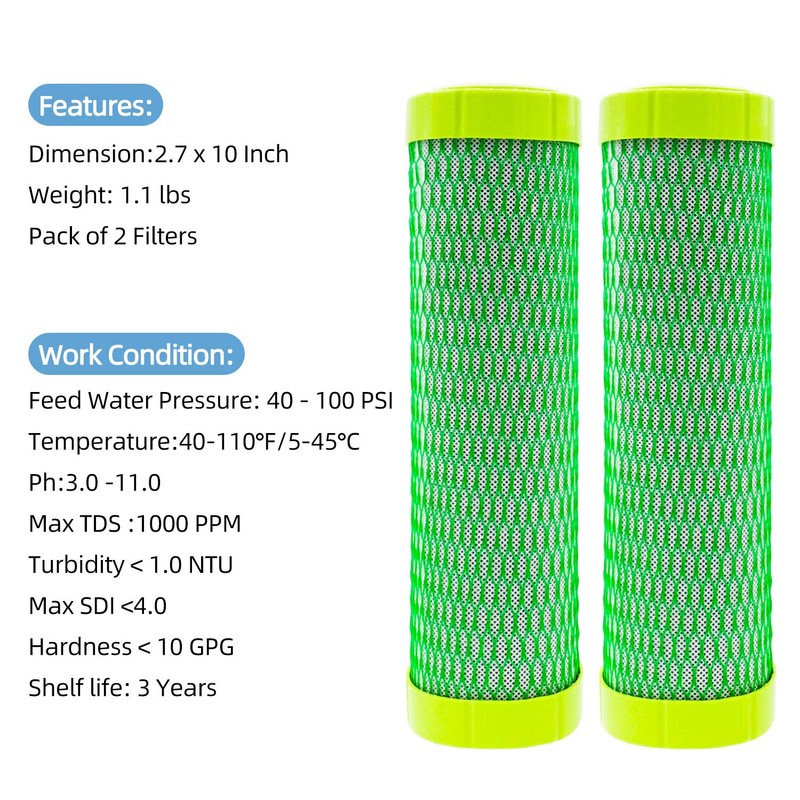 Geekpure 10 Inch Carbon Block Scale Inhibition Filter -2.5" x