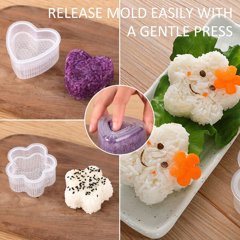 PFLYPF 1 Piece 3 Grid Rice Ball Mould with Rice