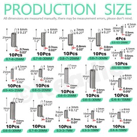 Keadic 150Pcs 15 Sizes Stainless Steel Extension Spring Assortment Set, 0.3/0.4/0.5/0.6/0.7/0.8mm Wire Diameter Small Mechanical Springs for Shop and Home Repairs