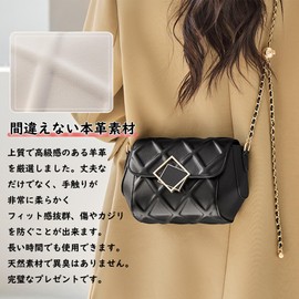 Bearneko Women's Shoulder Bag, Crossbody Bag, Genuine Leather, Mini Bag, Shoulder Bag, Mini Shoulder, Crossbody Bag, Small Bag, Pochette, Cute, Mini, Small, Lightweight, Black